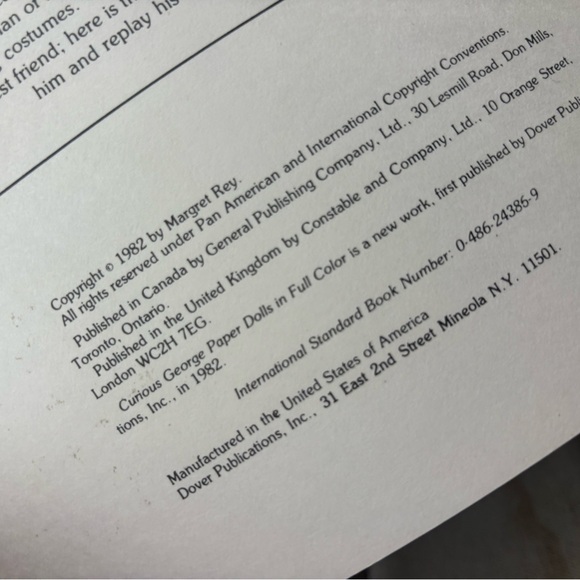 Vintage Curios George monkey Rey paper doll book 1994 - Picture 2 of 7